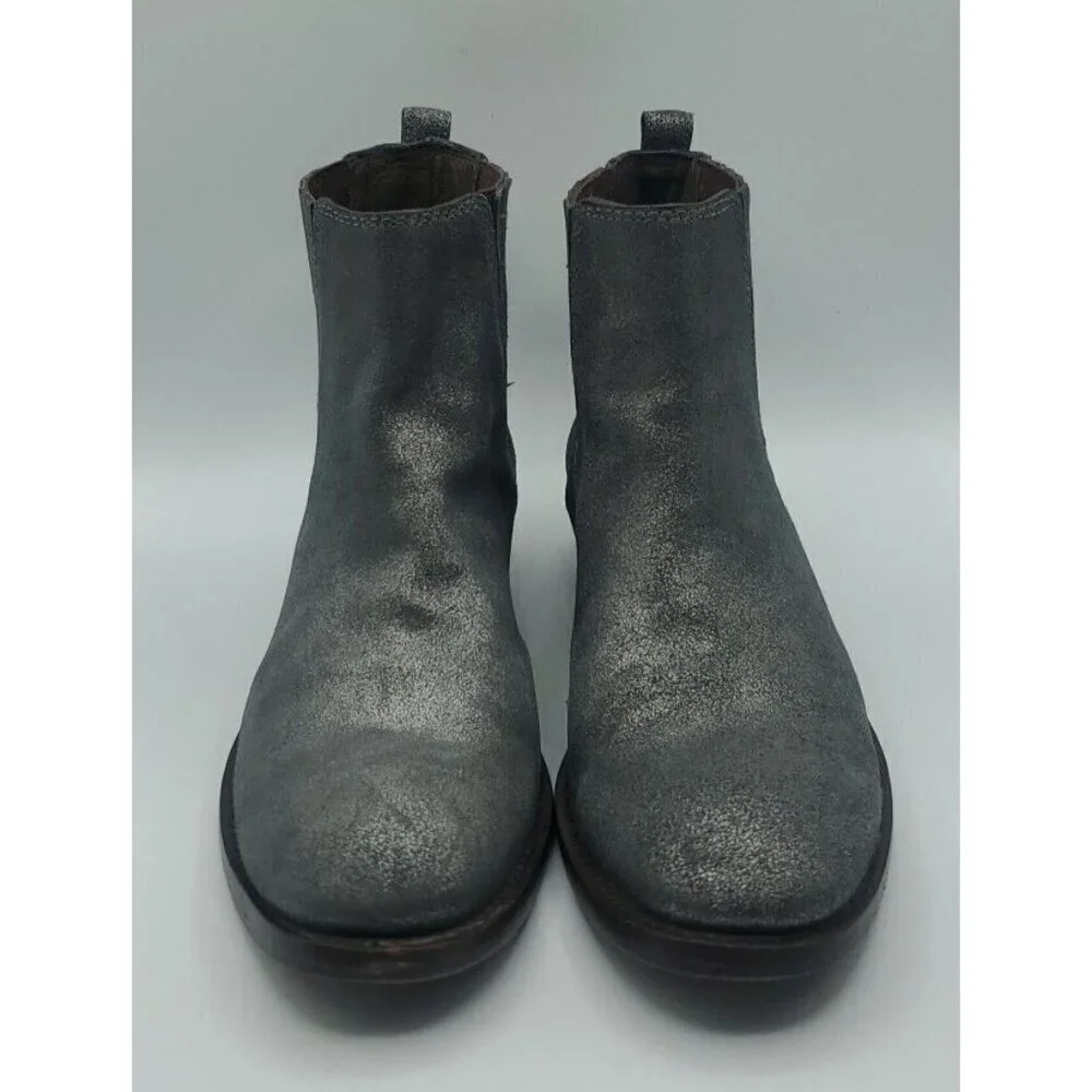 Tory Burch Wade Chelsea Gray Silver Shimmer Leather Ankle Boot Women's 9M /40